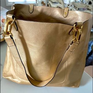 Polo Ralph Lauren gold leather tote